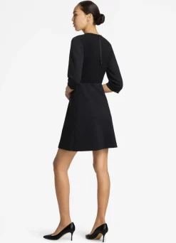Online St. John Nylon Double Knit 3/4 Sleeve Dress Black