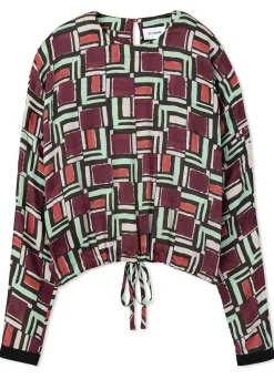 Best St. John Painted Geo Print Dolman Top Dark Claret Multi