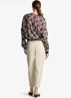 Best St. John Painted Geo Print Dolman Top Dark Claret Multi