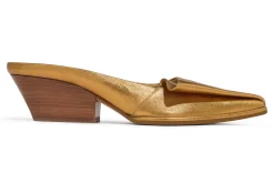 Sale St. John Pleated Leather Mule Gold