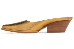 Sale St. John Pleated Leather Mule Gold