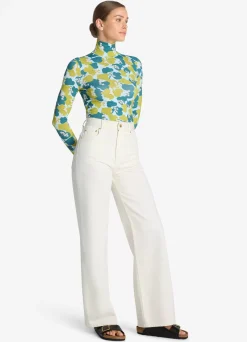Online St. John 60s Floral Print Nuda Turtleneck Mint Multi