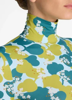 Online St. John 60s Floral Print Nuda Turtleneck Mint Multi