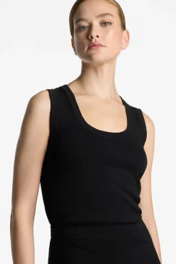 Best St. John Santiago Knit Scoop Neck Shell Black