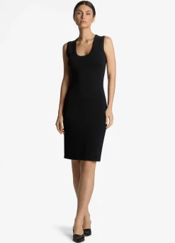Clearance St. John Santiago Knit Scoop Neck Dress Black