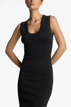 Clearance St. John Santiago Knit Scoop Neck Dress Black