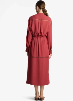 Discount St. John Satin Back Crepe Dress Rose