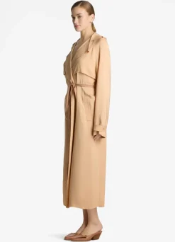 Sale St. John Satin Back Crepe Trench Jacket Macaroon