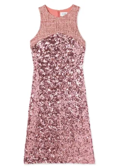 Online St. John Sequin and Tweed Dress Rouge Metallic Multi