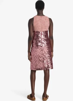 Online St. John Sequin and Tweed Dress Rouge Metallic Multi