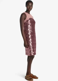 Online St. John Sequin and Tweed Dress Rouge Metallic Multi