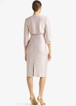 Discount St. John Sequin Knit 3/4 Sleeve Jacket Pale/Lilac/Gold