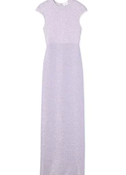 Sale St. John Sequin Knit Cap Sleeve Gown Sunflower