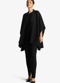 New St. John Sequin Knit Cape Black