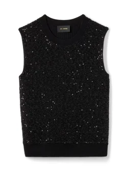 New St. John Sequin Knit Shell Black