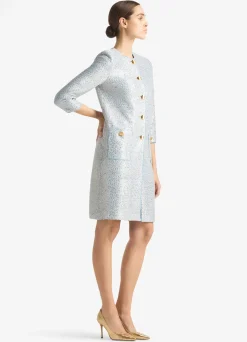 New St. John Sequin Knit Topper Cornflower/Gold