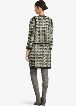 St. John Sequin Slub Knit Jacket Honeydew/Black Multi