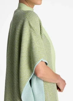 Best St. John Sequin Stretch Twill Knit Cape Chartreuse/Mint Multi