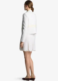 Discount St. John Sequin Tweed Open Weave Jacket Ivory Multi