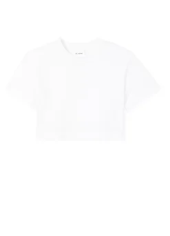 Outlet St. John Short Sleeve Jersey Cropped Top White