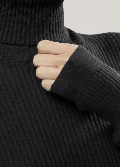 Sale St. John Silk and Wool Turtleneck Sweater Black