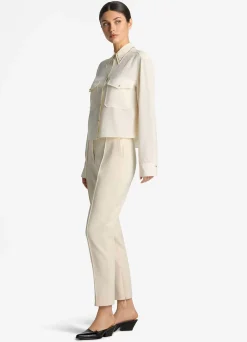 Best St. John Silk Crepe De Chine Blouse Ecru