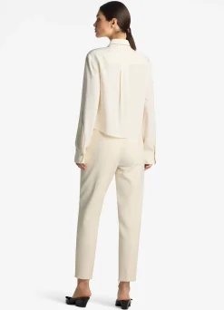 Best St. John Silk Crepe De Chine Blouse Ecru