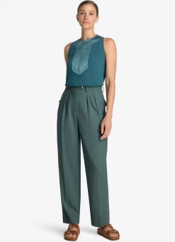 Sale St. John Silk Crepe De Chine Shell Prussian Blue