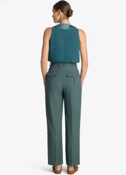 Sale St. John Silk Crepe De Chine Shell Prussian Blue