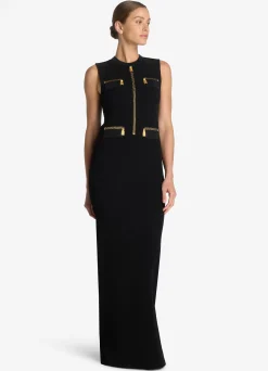 Hot St. John SJ Signature Trompe L Oeil Long Dress Black