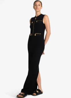 Hot St. John SJ Signature Trompe L Oeil Long Dress Black