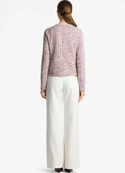 Sale St. John Slub Mouliné Knit Jacket Amethyst/Ecru MultI