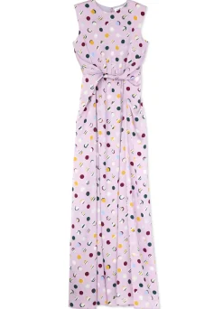 St. John Small Collage Dot Maxi Dress Amethyst Multi