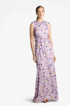 St. John Small Collage Dot Maxi Dress Amethyst Multi