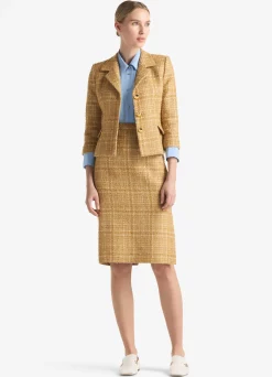 Hot St. John Soft Check Tweed Jacket Tan Multi