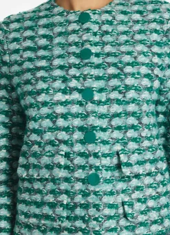 Hot St. John Soft Slub Wool Tweed Jacket Teal Multi