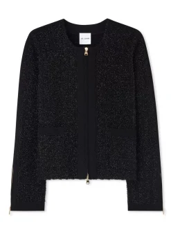 New St. John Sparkly Stretch Knit Jacket Black Multi