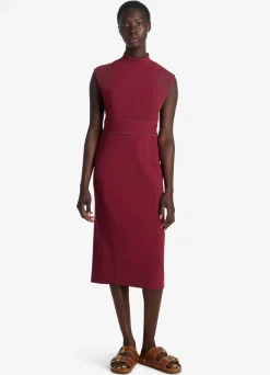 St. John Stretch Cady Mock Neck Dress Raspberry