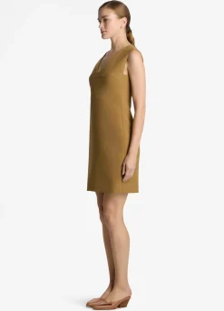 Sale St. John Stretch Crepe Squared V Dress Hazel