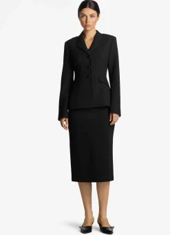 Sale St. John Stretch Crepe Suiting Jacket Black