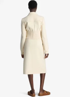 St. John Stretch Crepe Suiting Skirt Ecru