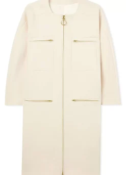 Best St. John Stretch Crepe Zip Jacket Ecru