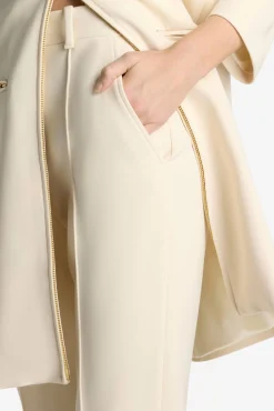 Best St. John Stretch Crepe Zip Jacket Ecru