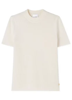 Best St. John Stretch Knit Short Sleeve Top Ecru