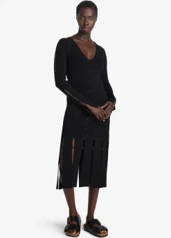 Discount St. John Stretch Knit Slit Dress Black