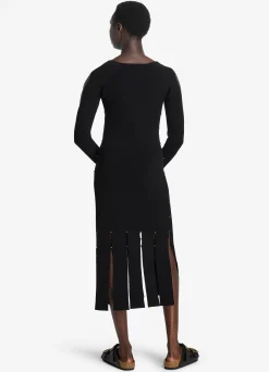 Discount St. John Stretch Knit Slit Dress Black