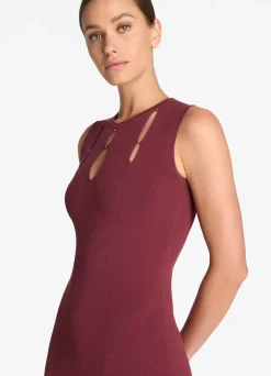 St. John Stretch Knit Slit Gown Cranberry