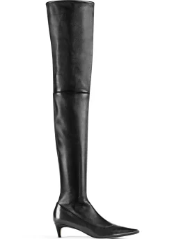 Discount St. John Stretch Leather Over-the-Knee Boot Black