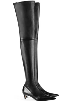 Discount St. John Stretch Leather Over-the-Knee Boot Black