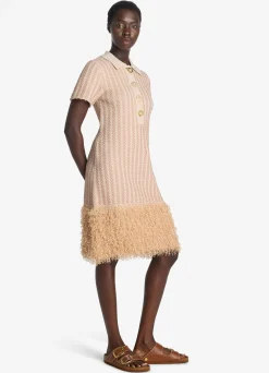 Discount St. John Stretch Lurex Knit Dress Light Peony Multi